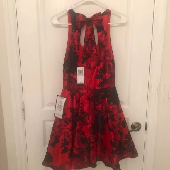City Studios Juniors' Cutout-Back Fit & Flare Dress Red Size 5